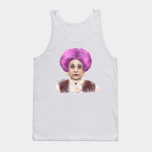 Funny Looking Old Lady with Crazy Pink Wig Tank Top